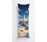 Scenery Starfish Body Pillow Case Cover 50x150cm, Long Backrest Cushion Pillow Protector with Zipper, Decorative Bedding Pillowcase, Soft Body Pillow Cover for Couch Bedroom Beach