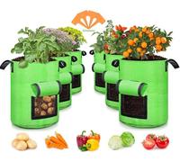 SCENGCLOS Bolsas de Cultivo de Patatas de 10 galones, Paquete de 6, Bolsa de Dos Lados para Plantar jardín con Ventana con Mango Duradero, macetas de Tela no Tejida Gruesa, Bolsas de Cultivo de