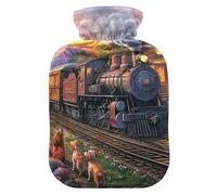 Scenic Railway Journey - Botellas de agua caliente con funda de terciopelo, bolsa de agua caliente para calentador de pies y alivio del dolor, 1 litro