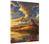 Scenic Winnowing - Lienzo decorativo para pared, diseño de atardecer, color azul con naranja, hermoso arte de pared para decoración del hogar para sala de estar, dormitorio, oficina, sin marco, 12 x