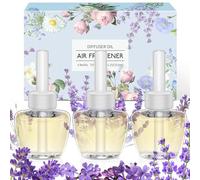 Scent-Hi Ambientador casa Recambio de Aceite Aromático, 3 x 19ml Recargas para difusor eléctrico, Seguro de Usar en Cualquier Habitación, Lino, Lavanda, Vainilla, Compatible con Air-Wick/Glade