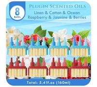 Scent-Hi Ambientador Casa Recarga, 8 recambios Aroma Primavera 160 ml, 3 Fragancias Que Se Alternan, para Aire Ambipur 3VOLUTION - Lino, Algodón, Océano, Frambuesa, Jazmín, Frutos Rojos