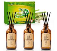 Scent-Hi Ambientador Mikado Citronela 100ml x3, Reed Diffuser para Varias Habitaciones, Dormitorio, Baño y Oficina, Room Fragrance Natural, Air Freshener para Uso Diario