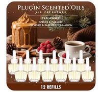 Scent-Hi Desodorante Casa Recarga 12x19ML - Abeto, Caramelo, Espresso, Frambuesa Canela, 4 Perfumes para Aire Wick/Glade Difusor Eléctrico