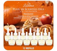 Scent-Hi Desodorante Casa Recarga 12x19ML - Calabaza, Manzana Canela, Rollo de Canela, Crema de Caramelo Salado, 4 Perfumes para Aire Wick/Glade Difusor Eléctrico