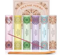 Scent-Hi Incienso 120 Juego de Varillas, 6 Fragancias Incienso de Lavanda, Rosa, Sándalo, Selva Tropical, Almizcle ámbar, con 1 portaincienso, para Yoga, Adoración