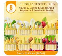 Scent-Hi Recambio Ambientador Enchufe 8 Uds, Recambio Frasco de Aceite Aromático, Compatible con Febreze 3Volution, 3 Fragancias por Frasco, Aroma Cálido con Vainilla y Sándalo