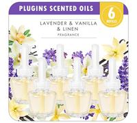 Scent-Hi Recambio de Aceite aromático, 6 Piezas *19ml Recargas para difusor eléctrico, Seguro de Usar en Cualquier Habitación, Lino, Lavanda, Vainilla(Compatible con Air-Wick/Glade)