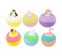 Scented Bath Ball Set, Handmade Shower Steamers, 6 Pack Fragrant Spa Bath Fizzers With Animal Toy Inside, Relaxing Self Care Bombs Kit, Gift Set for Holiday Birthday Spa Use