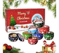 Scented Candles - Christmas 8 Pieces Holiday Décor Set Natural Fragrance Candles | Long Lasting Aromatic Ambiance for Homeowners, Scent Lovers or Christmas Dinner, 11.81x5.91x1.97in
