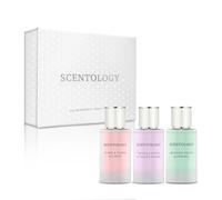 Scentology Set de regalo de perfume para mujer (3 x 50 ml) - Vainilla Latte y maderas aterciopeladas, lichi y ramo de flores, frutos de huerto y fresia - No se ha probado en animales y apto para