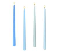 Scentoria Velas de barra azules, 4 unidades, velas pequeñas, velas puntiagudas, altura 25 cm, diámetro 2,5 cm, velas coloridas, velas de goteo para botellas, rituales, velas, decoración de mesa,