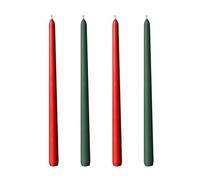 Scentoria Velas de varilla rojas y verdes, 4 unidades, pequeñas velas, velas puntiagudas, altura de 25 cm, diámetro de 2,2 cm, velas coloridas, velas de goteo para botellas, rituales, velas,
