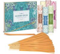 SCENTORINI Juego de regalo de varillas de incienso, 120 varillas de incienso con soporte, salvia blanca, canela, sándalo, rosa, pachulí, incienso para relajación, yoga, aromaterapia