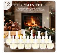 SCENTORINI Recambio para Ambientador Eléctrico 12X19ML Aparato para Difusor Eléctrico Air Wick y para Glade Fragancia de Brasas de Chimenea, Mañana de Invierno, Castañas Asadas, Corona Navideña