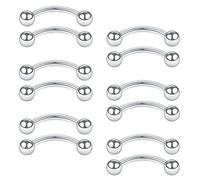 SCERRING 16 G 14 G barra curva pezones de serpiente ojos lengua anillo piercing de acero inoxidable 12 piezas