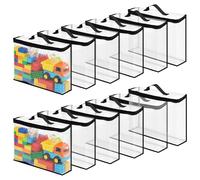 Scettar 12 bolsas almacenaje juguetes de PVC, bolsas grandes transparente impermeables, organizador juguetes para rompecabezas y bloques, bolsas zip reutilizable 40x30x10cm