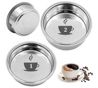 Scettar 2 Piezas 51mm Filtro de Café de Acero Inoxidable 1 y 2 Tazas Canasta de Filtro Presurizado de Doble Capa Canasta de Filtro Expreso de Compatible con Cafeteras Cecotec Ufesa Breville