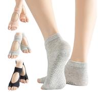 Scettar 3 Pares Calcetines de Yoga Calcetines Pilates Transpirable Calcetine De Yoga Sin Dedos Cómodo Fitness Antideslizantes Calcetine Con Suela De Silicona Para Danza Fitness Ballet