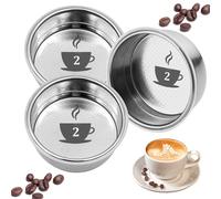 Scettar 3 Piezas 51mm 2 Tazas Filtro de Café de Acero Inoxidable Filtros Cafetera Especial Espresso Compatibles con Cafeteras Cecotec Ufesa Breville (Presurizado)