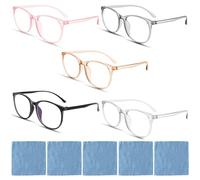 Scettar 5 Piezas Gafas de Lectura Anti Luz Azul, Lentes Transparentes para Ordenador, Gafas Sin Graduar Anti-reflejantes para Hombre y Mujer, RJK-WS078-04