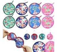 Scettar Abanico japonés redondo plegable, abanicos de boda en 4 estilos, abanicos portátiles con cadena, apto para pescado de boda de verano, decoración para la casa (Ø 21 cm)