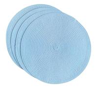 SCF2017 Juego de 4 manteles individuales redondos de hilo de algodón de 38 cm, resistentes al calor, color azul claro