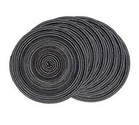 SCF2017 Juego de 6 manteles individuales redondos de hilo de algodón de 30 cm (negro)