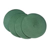 SCF2017 manteles de plástico tejidos redondos 38 cm elegantes y prácticos para mesa de comedor, juego de 4, verde profundo