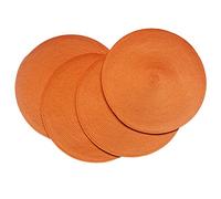 SCF2017 Manteles individuales redondos de plástico tejido de 38 cm, elegantes y prácticos, juego de 4, color naranja