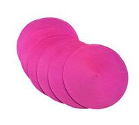 SCF2017 Manteles individuales redondos de plástico tejido de 38 cm, elegantes y prácticos, juego de 6, color rosa