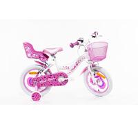 SCH Bici Pink Love Bicicleta niño, Blanco, 14" (35,5 cm)