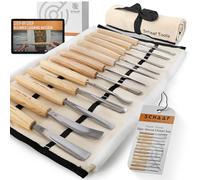 SCHAAF - Juego de 12 herramientas de tallado de madera de tamaño completo con estuche de lona, gubias y cinceles para principiantes, aficionados y profesionales