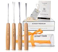 Schaaf - Juego de 4 cinceles y gubias de cola de pez afiladas a mano con estuche de lona, herramientas de carpintería de acero CR-V 60, juego de cinceles de tallado de madera de alta calidad para