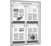Schaar de diseño vitrina para interior - para formato 2 x 2 DIN A4 - Marco Plata anodizado - Vitrina de aluminio Euro de Info - Vitrina Póster vitrina