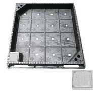 Schachtdeckel, Verdeckte Abdeckung für Kanaldeckel, mit Grifföffnungen, Material Sphäroguss, Flexibel und Langlebig, Geeignet für Gehwege(70x70x5cm/27x27x3in)