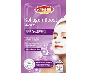 Schaebens Máscara de colágeno Boost - el cuidado intensivo para una piel más suave y joven con colágeno, baquuchiol y aceite de semilla de uva para pieles exigentes, 2 aplicaciones