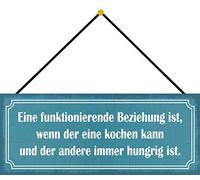 Schatzmix Blechschild Beziehung Kochen hungrig Metallschild 27x10 cm Wanddeko mit Kordel Cartel de hojalata, Metal, Multicolor