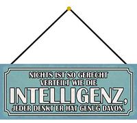 Schatzmix Blechschild Denken Intelligenz genug Metallschild-Cartel de hojalata (27 x 10 cm), Chapa metálica, Multicolor, 27x10 cm