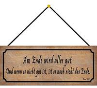 Schatzmix Blechschild Ende Wird Alles gut Metallschild 27x10 cm Deko Tin Sign mit Kordel Señal metálica, hojalata, Multicolor