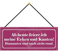 Schatzmix Blechschild Feiere Meine Ecken und Kanten Metallschild Wanddeko 27x10 mit Kordel Señal metálica, hojalata, Multicolor, 27x10 cm