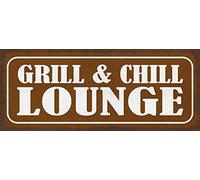 Schatzmix Blechschild Grill & Chill Lounge Metallschild 27x10 cm Deko Tin Sign Señal metálica, hojalata, Multicolor