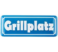 Schatzmix Blechschild Grillplatz Garten Feier Metallschild 27x10 cm Wanddeko mit Kordel Cartel de hojalata, Chapa de Metal, Multicolor