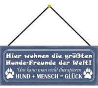 Schatzmix Blechschild Größten Hundefreunde Der Welt Metallschild 27x10cm Deko mit Kordel Señal metálica, hojalata, Multicolor, 27x10 cm
