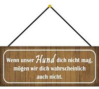 Schatzmix Blechschild Hund Tier Familie Metallschild 27x10 cm Wanddeko Cartel de hojalata mit Kordel, Chapa de Metal, Multicolor