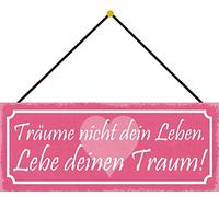 Schatzmix Blechschild Lebe deinen Traum Metallschild 27x10cm Deko Tin Sign mit Kordel Señal metálica, hojalata, Multicolor, 27x10 cm