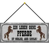 Schatzmix Blechschild Leben ohne Pferd Metallschild Cartel de hojalata (27 x 10 cm), diseño de Wanddeko, Chapa metálica, Multicolor, 27x10 cm
