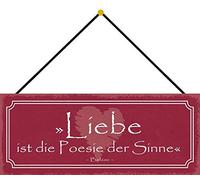 Schatzmix Blechschild Liebe ist Die Poesie Der Sinne Metallschild Deko 27x10 mit Kordel Señal metálica, hojalata, Multicolor, 27x10 cm