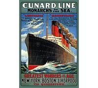 Schatzmix Blechschild Nostalgie Steamship Monarchs of The Sea Metallschild Wanddeko 20x30 cm Tin Sign Señal metálica, hojalata, Multicolor, 20 x 30 cm