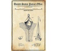 Schatzmix Blechschild Patent Entwurf für eine Schiff-Boje Metallschild Deko Tin Sign Señal metálica, hojalata, Multicolor, 20 x 30 cm